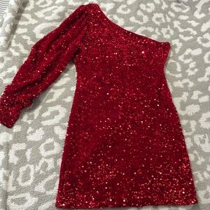 One Shoulder Sequin Mini Dress